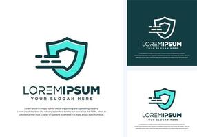abstract shield and tech logo design vector