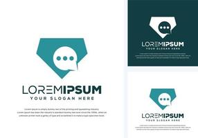 abstract diamond and chat logo design vector