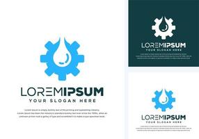abstract gear and drop logo design vector