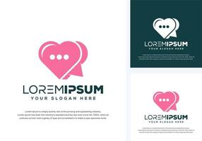abstract love and chat logo design vector