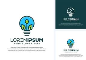abstract bulb and leaf logo design vector