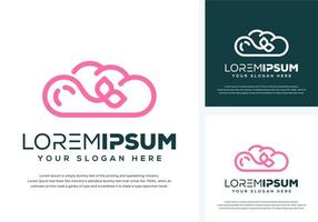 abstract cloud and leaf logo design vector
