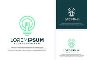 bulb and fork logo design vector
