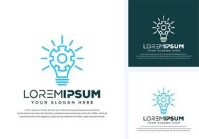 abstract bulb and gear logo design vector