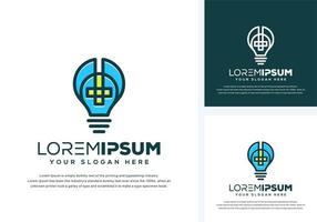 bulb and medical logo design vector