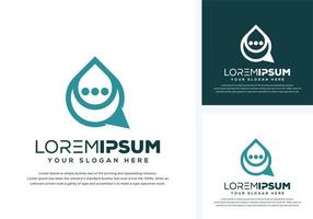 abstract drop and chat logo design vector