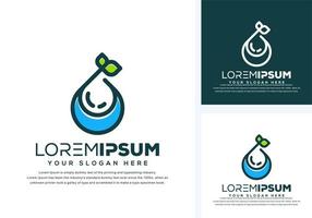 drop and leaf logo design vector