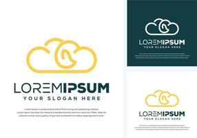 abstract cloud and leaf logo design vector