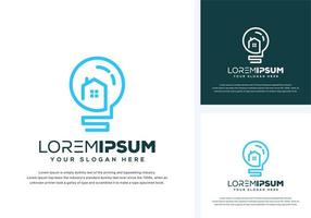 abstract bulb and house logo design vector