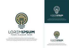 abstract bulb and fork logo design vector