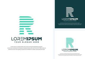 modern letter r with tech logo design vector