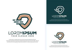 abstract shield abd tech logo design vector
