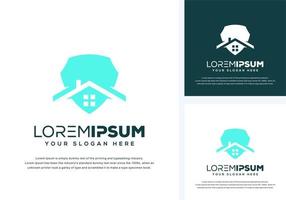 abstract shield and house logo design vector