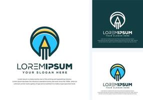 pin and pencil logo design vector