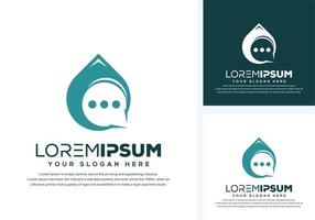 abstract drop and chat logo design vector