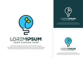 abstract bulb and leaf logo design vector