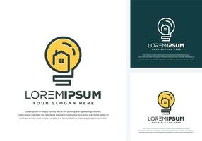 abstract bulb and house logo design vector