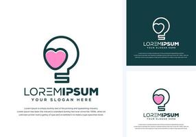 bulb and love logo design vector