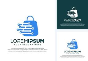 abstract bag and tech logo design vector