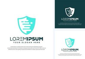 abstract shield and tech logo design vector