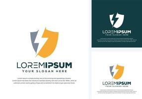 shield and thunder logo design vector
