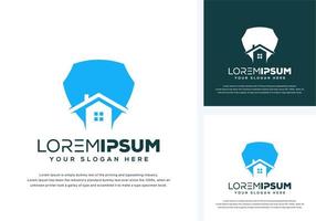 abstract shield and house logo design vector