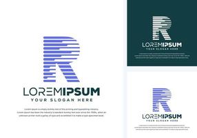 modern letter r with tech logo design vector