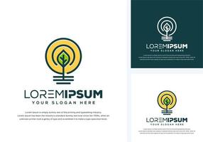 abstract bulb and leaf logo design vector