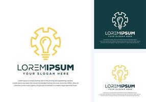 abstract bulb and gear logo design vector