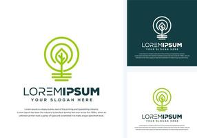 abstract bulb and leaf logo design vector
