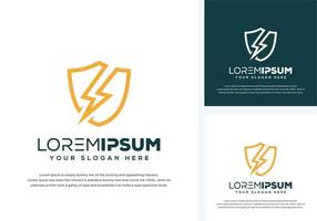 shield and thunder logo design vector