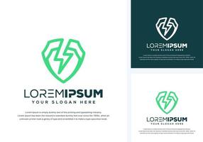 shield and thunder logo design vector