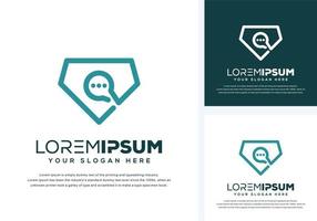 abstract diamond and chat logo design vector