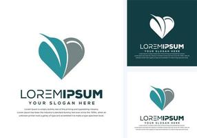 love and leaf logo design vector