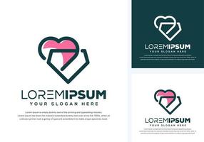 abstract diamond and love logo design vector