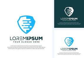 abstract shield and tech logo design vector