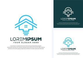 abstract bulb and house logo design vector