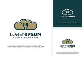 diseño de logotipo de nube y tenedor vector