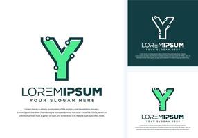 abstract letter y with tech logo design vector
