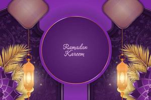 ramadan kareem lujo islámico morado y dorado con mandala vector