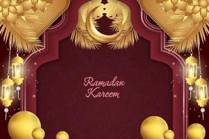 Background Ramadan Kareem Islamic red and gold luxury vector