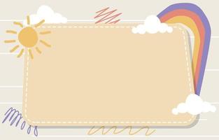 Cute Rectangle Note Frame Background Sun Rainbow Cloud