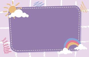 Cute Rectangle Note Frame Background Sun Rainbow Cloud vector