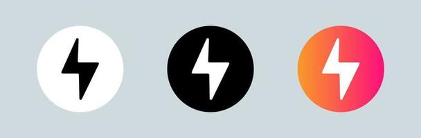 Flash thunder power icon set. Lightning bolt vector icon.