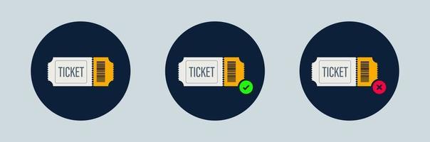 Ticket icon set. Event tickets vector icons. Voucher interface icon.
