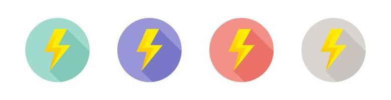 Flat flash thunder power icon set. Lightning bolt vector icon.