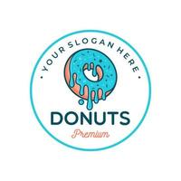 donut donut con el diseño del logotipo del icono de la corona del rey en la ilustración de imágenes prediseñadas de estilo de línea de dibujos animados de moda moderna vector