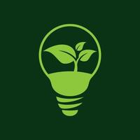 lámpara de bombilla ecológica con logo de hoja. símbolo de la lámpara de ahorro de energía, icono. respetuoso con el medio ambiente, mundo ecológico, hoja verde, símbolo de lámpara de ahorro de energía vector