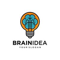 Creative idea flat line icon. Brain in lightbulb vector illustration. Thin sign of innovation, solution, education logo.