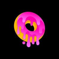donut doughnut with king crown icon logo design in modern trendy cartoon line style clip art illustration vector